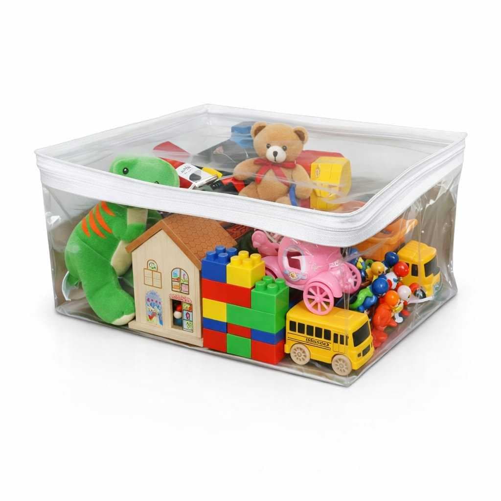 Kit 5 Saco Organizador de Brinquedos Guarda Roupas Intimas Maquiagem Produtos De Higiene Multiuso Com Zíper.