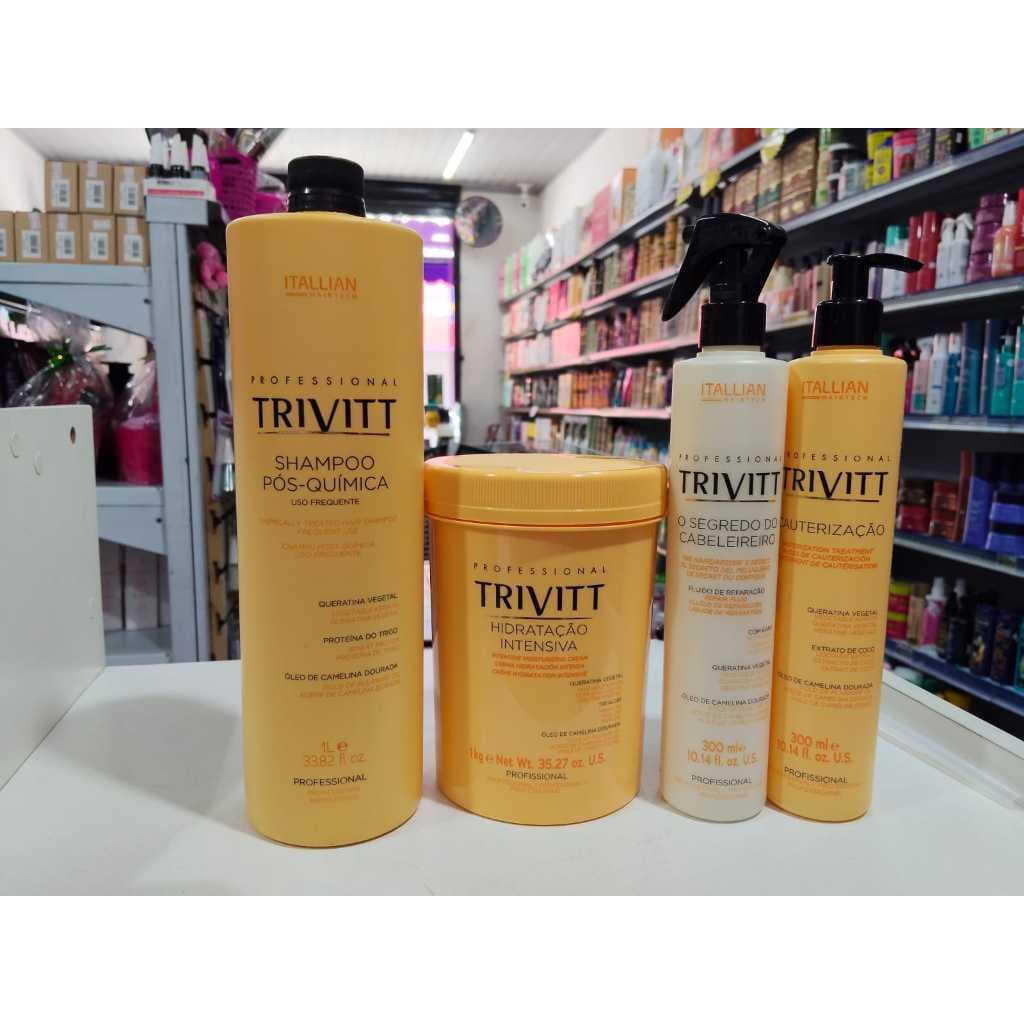 Itallian kit Trivit Cauterização  Shampoo 1L +Máscara 1kg+Segredo cabeleireiro+Cauterização.