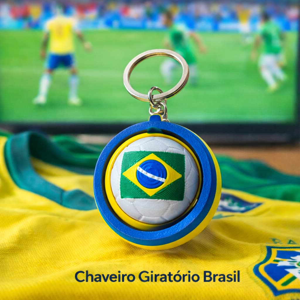 Kit Chaveiros Giratório Brasil Copa do Mundo 2026 Anti Estresse Seleção Torcedor Futebol Presente