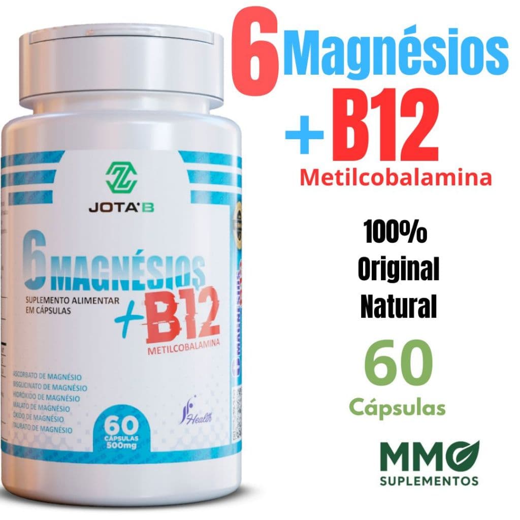 Suplemento 6 Magnésios + B12 (Metilcobalamina) Fórmula Completa e Avançada