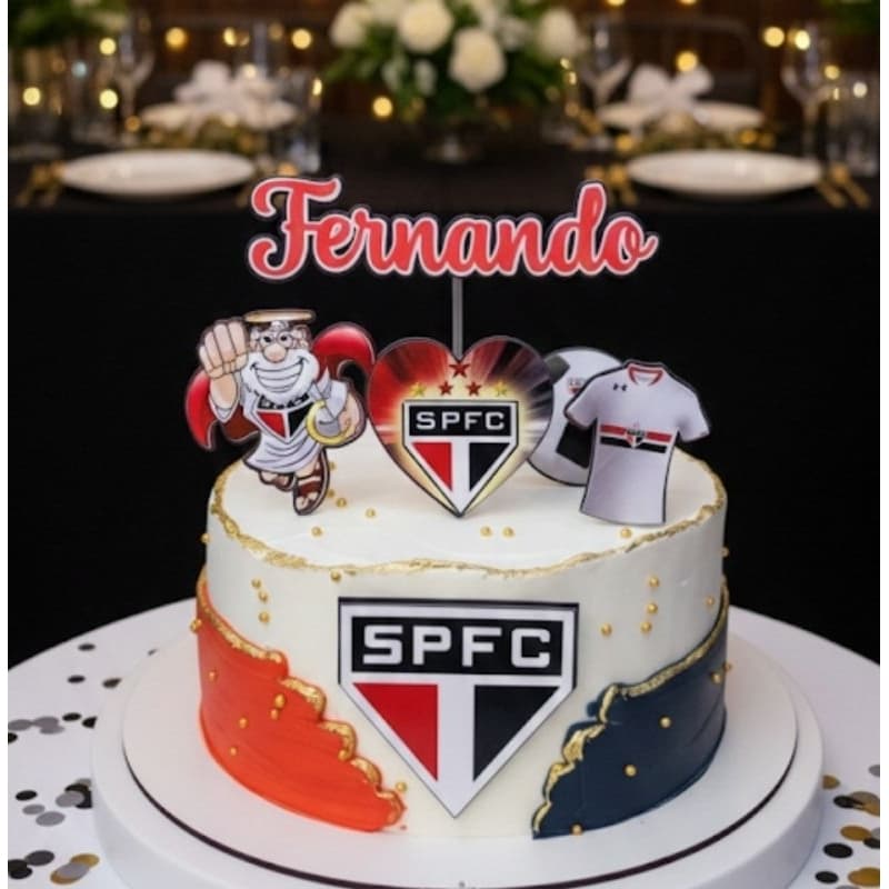 Topo de bolo São Paulo| Decoração para bolo São Paulo| Enfeite de Bolo Patrulha canina | Topper para bolo| Envio Rápido