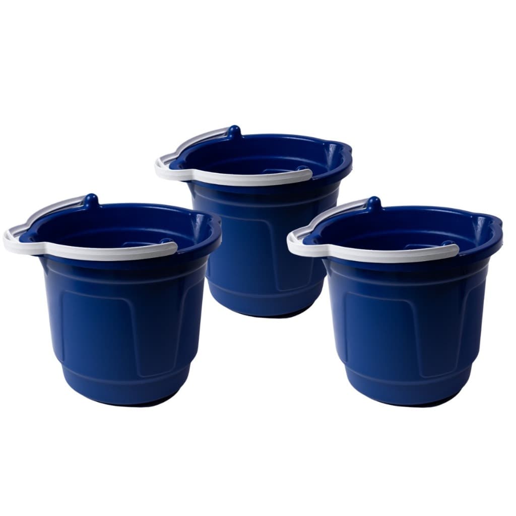 Kit-3- Balde 10l Grande Reforçado Lavanderia Multiuso AZUL-ESCURO