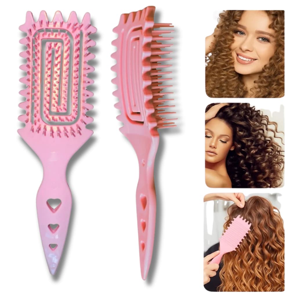 Escova de Cabelo Flexível Fitagem Cachos Profissional Anti Frizz Modela Cacheado Crespo