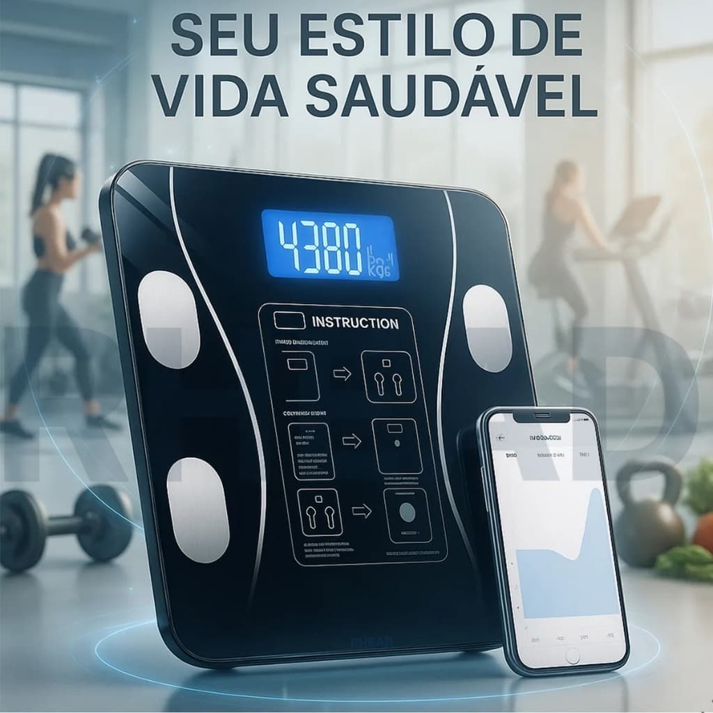 Balança Bioimpedância Digital Corporal Aplicativo Bluetooth