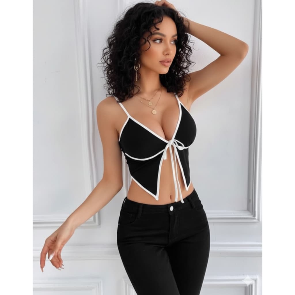 Cropped Gringo 3d Decotado com Pontas Blusinha Feminina Curta Com Bojo