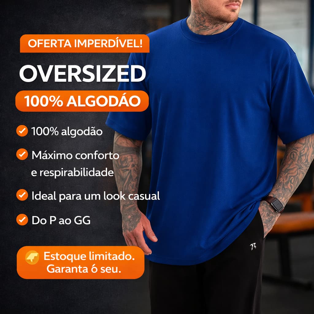 Camiseta Oversized StreetWear Masculina Básica 100% Algodão