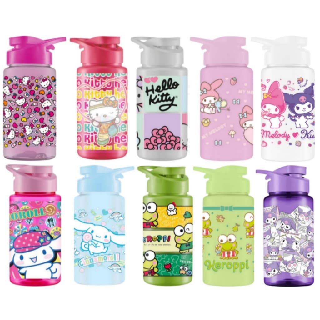 Squeeze Garrafinha Água Hello Kitty e Turma 500ml Plástico BPA Free Academia Lancheira