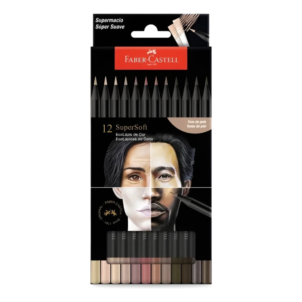 Lápis De Cor Supersoft Tons De Pele 12 Cores - Faber-castell