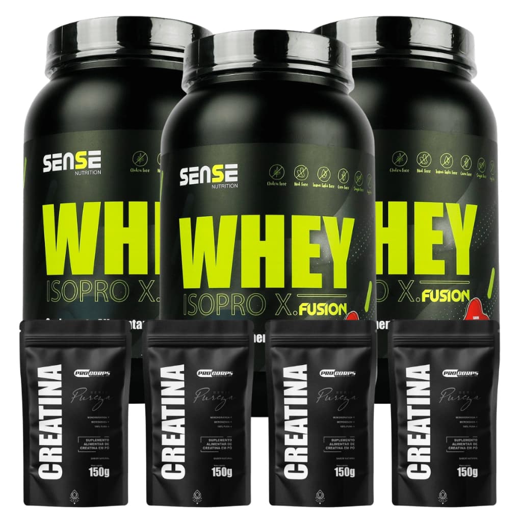 Combo Fitness - 3 Whey Iso proxfusion 900g  + 4 Creatina Pura Refil 150g