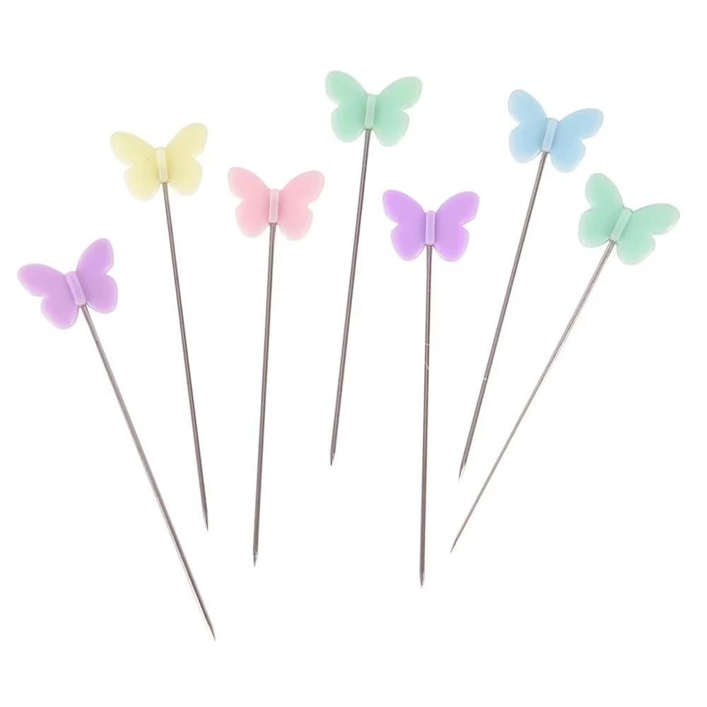Alfinete Cabeça Borboleta 50 Peças Coloridas para Costura Artesanato Patchwork