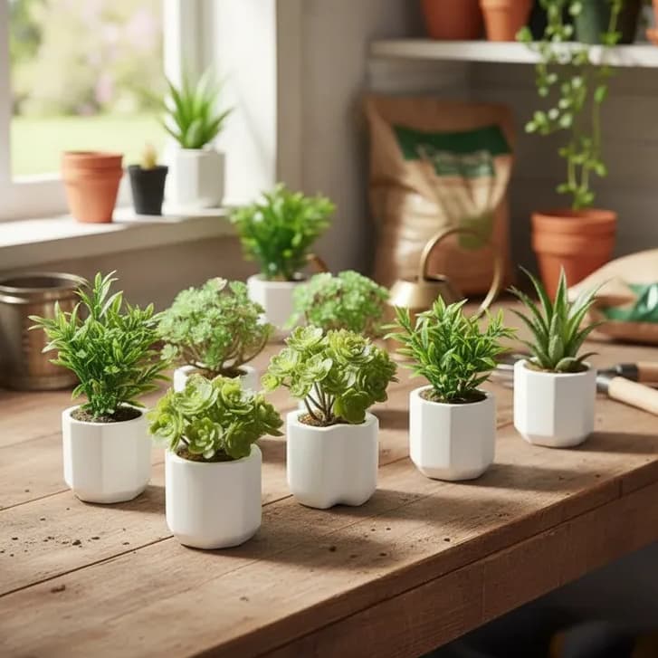 Planta Artificial Kit 8 Arranjos De Suculentas Com Vaso Decoração