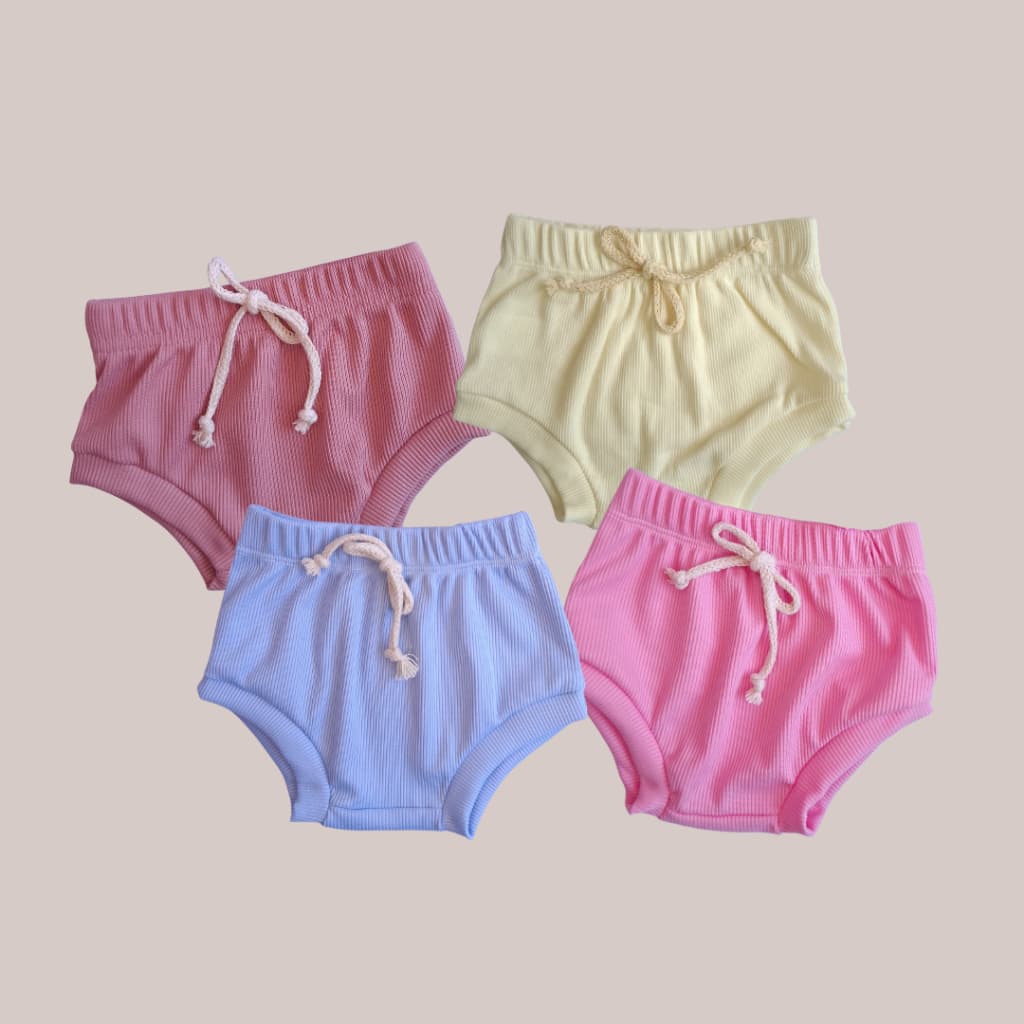 Kits de Calcinha Tapa Fralda Menina Canelado bloomer shorts verão mesnessario bebe