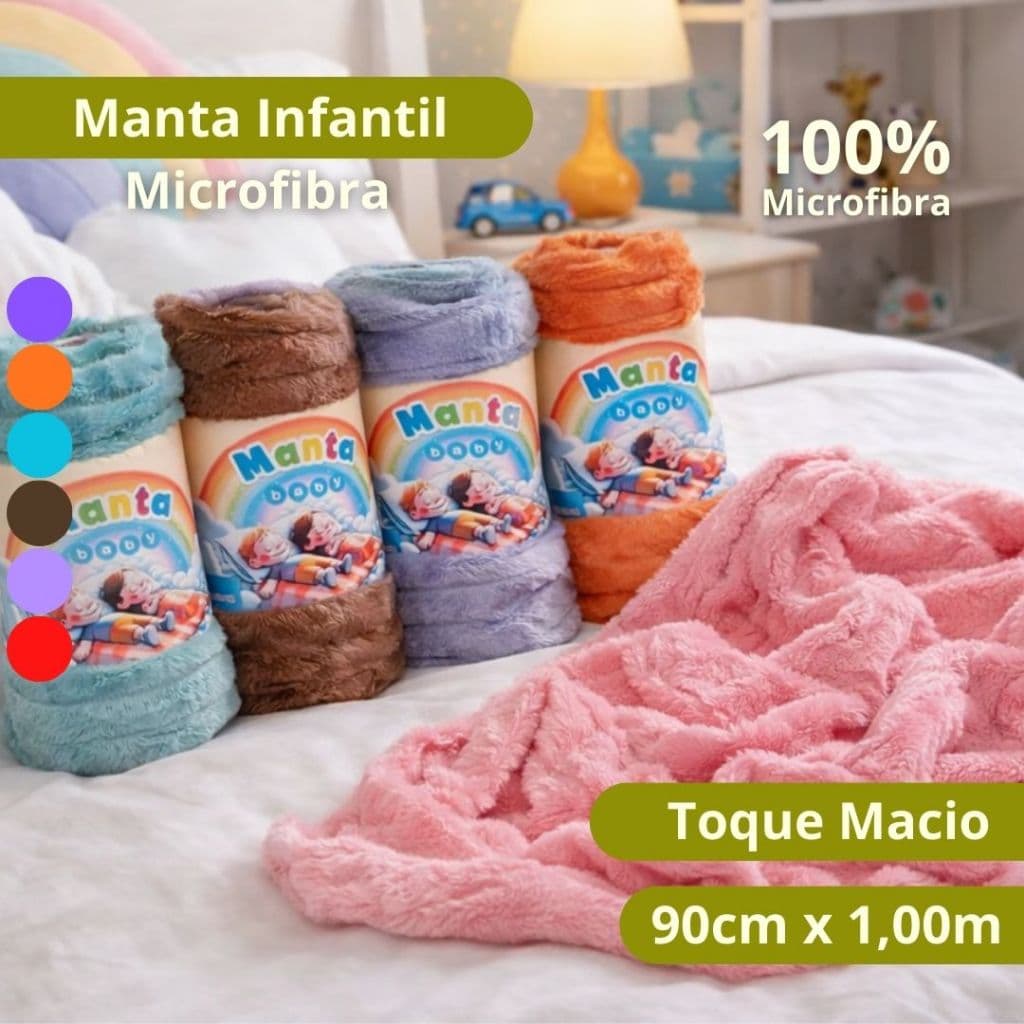 Manta Microfibra Infantil 100% Microfibra 90cm x 1,00m Macia