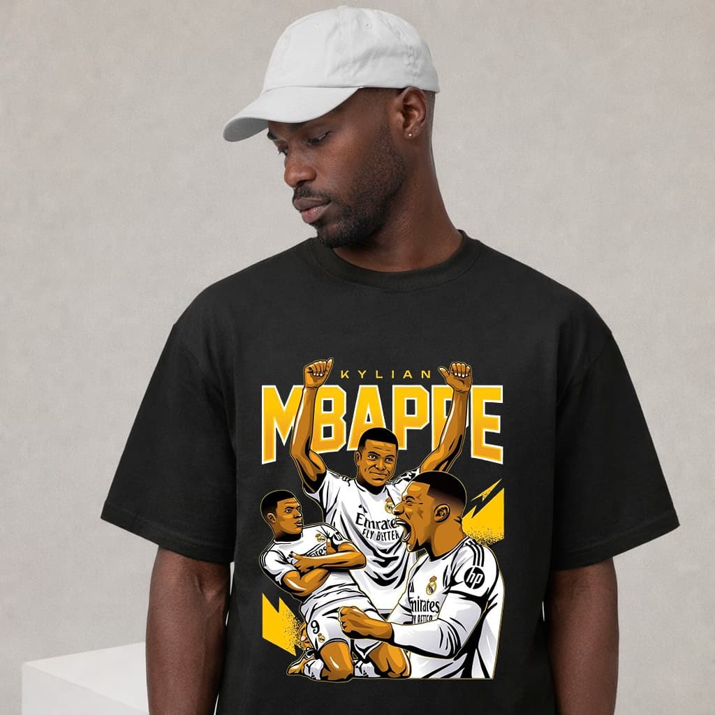 Camiseta Oversized Futebol Kylian França Mbapee Seleção Copa Do Mundo 100% Algodão