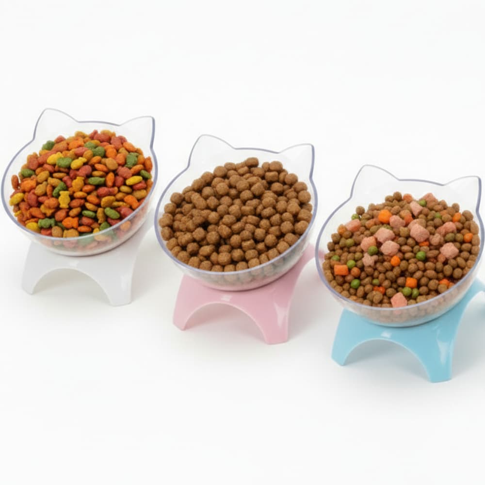 Comedouro Elevado para Gatos Tigela para Ração e Petiscos Ergonômica