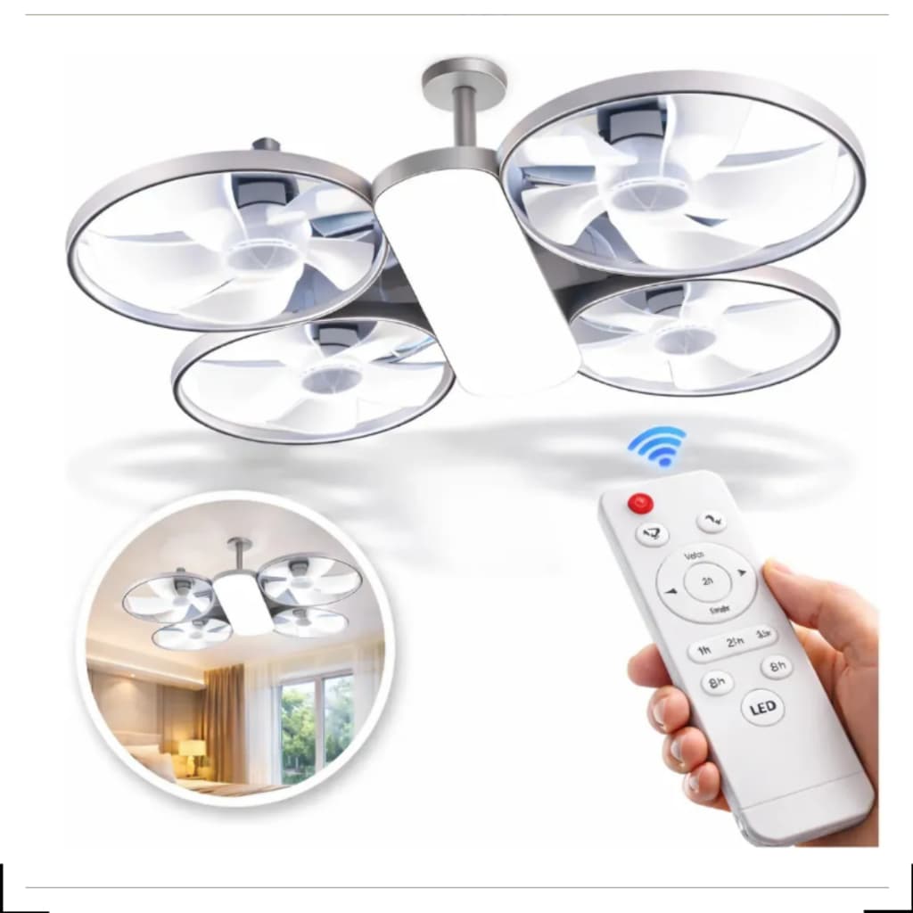 Ventilador De Teto Silencioso De 3 Modos Com Lâmpada Drone Led