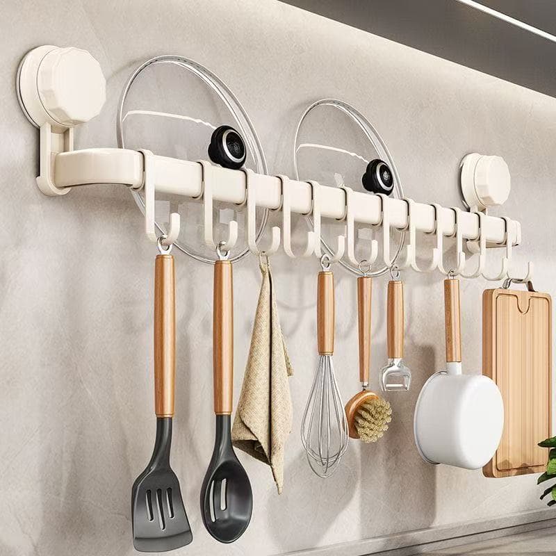 Sem furos, não danifica a parede! Suporte de parede com ventosa, organize seus utensílios de cozinha de forma prática.