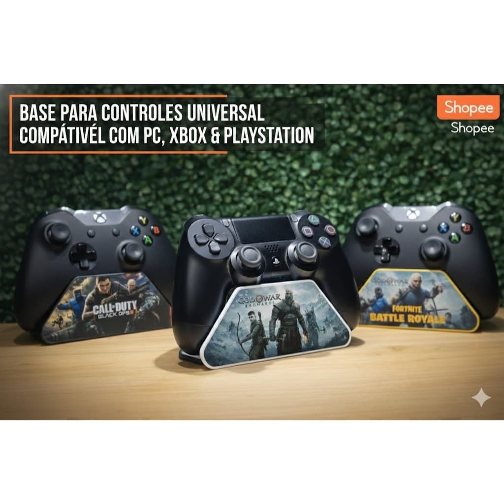 Suporte de Controle Personalizado - Temas Gamer (PS3, PS4, PS5, Xbox, PC) - Alta Qualidade