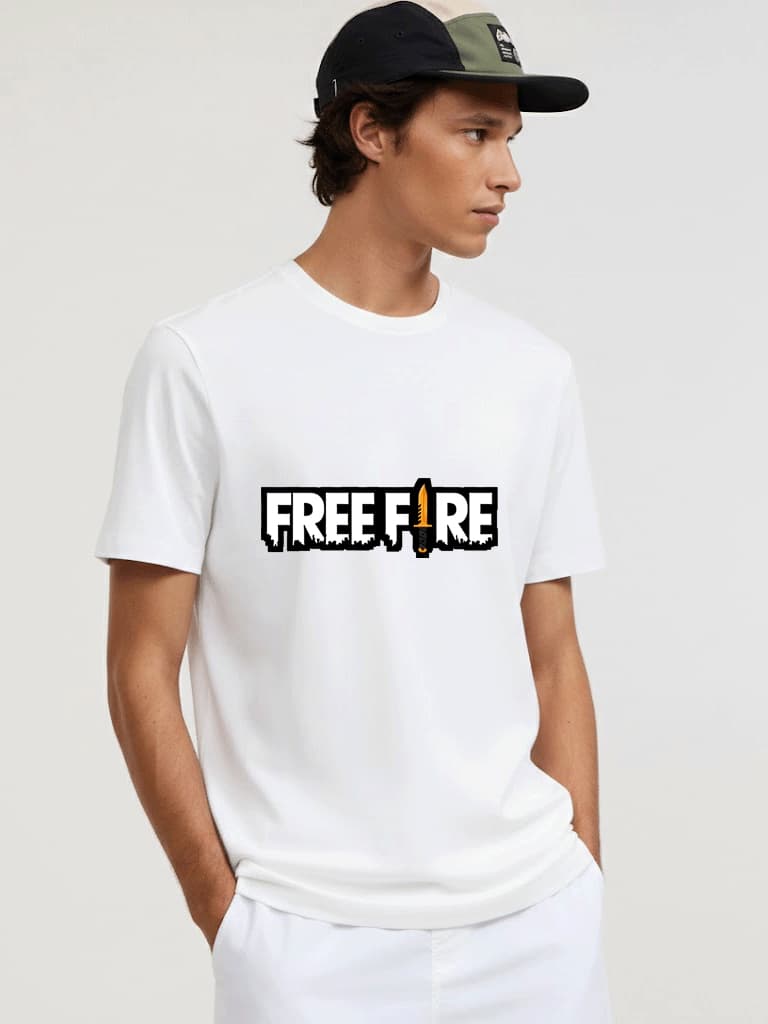 Camiseta Free Fire Masculina Infantil e Adulto Gamer Estampada Algodão Confortável Blusa Jogo