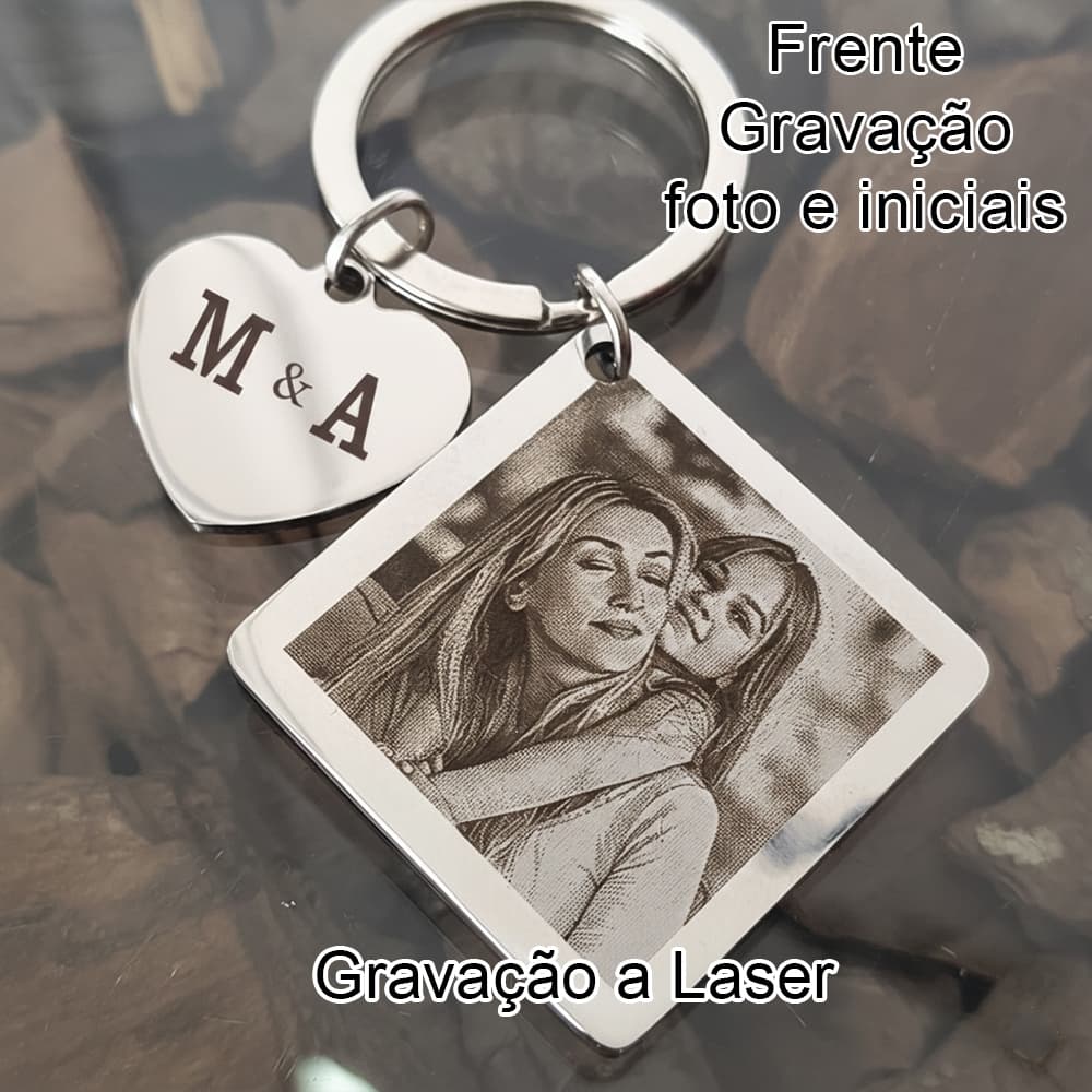 Chaveiro  Inox para presentes - Fotogravação - namorados - aniversários - presente - casais -Coração