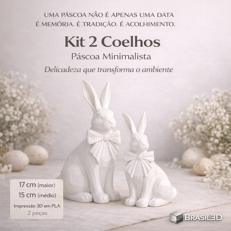 2 Coelhos Pascoa Gravata Decoração Moderna Luxo Minimalista Elegante Premium