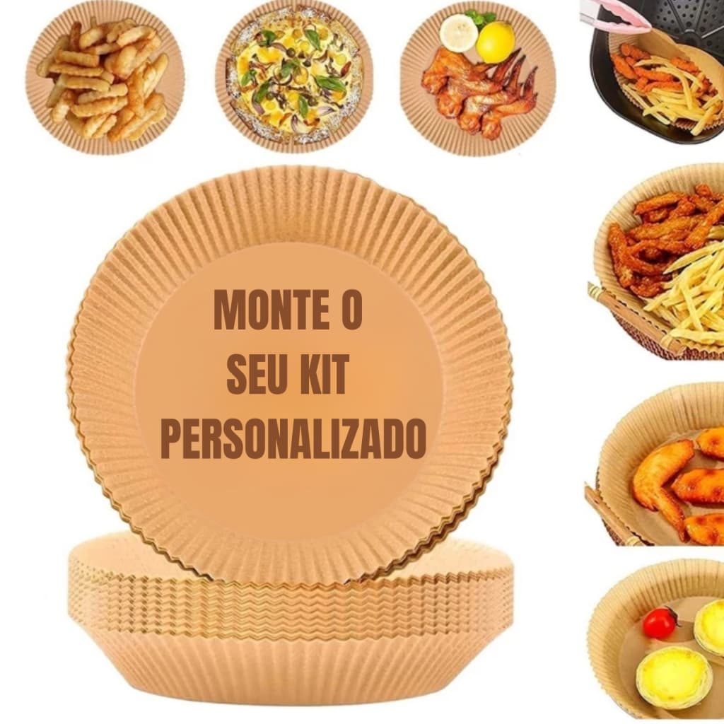 Forma Descartável AirFryer Forno e Microondas Antiaderente Redondo não gruda 16cm Monte o seu Kit