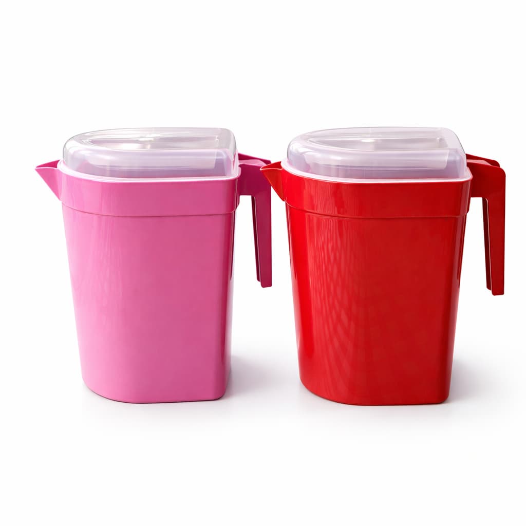 Kit 2 Jarras de Plástico 1,8 Litros com Tampa Transparente Reforçada Sucos Bebidas Bpa Free Cozinha Geladeira