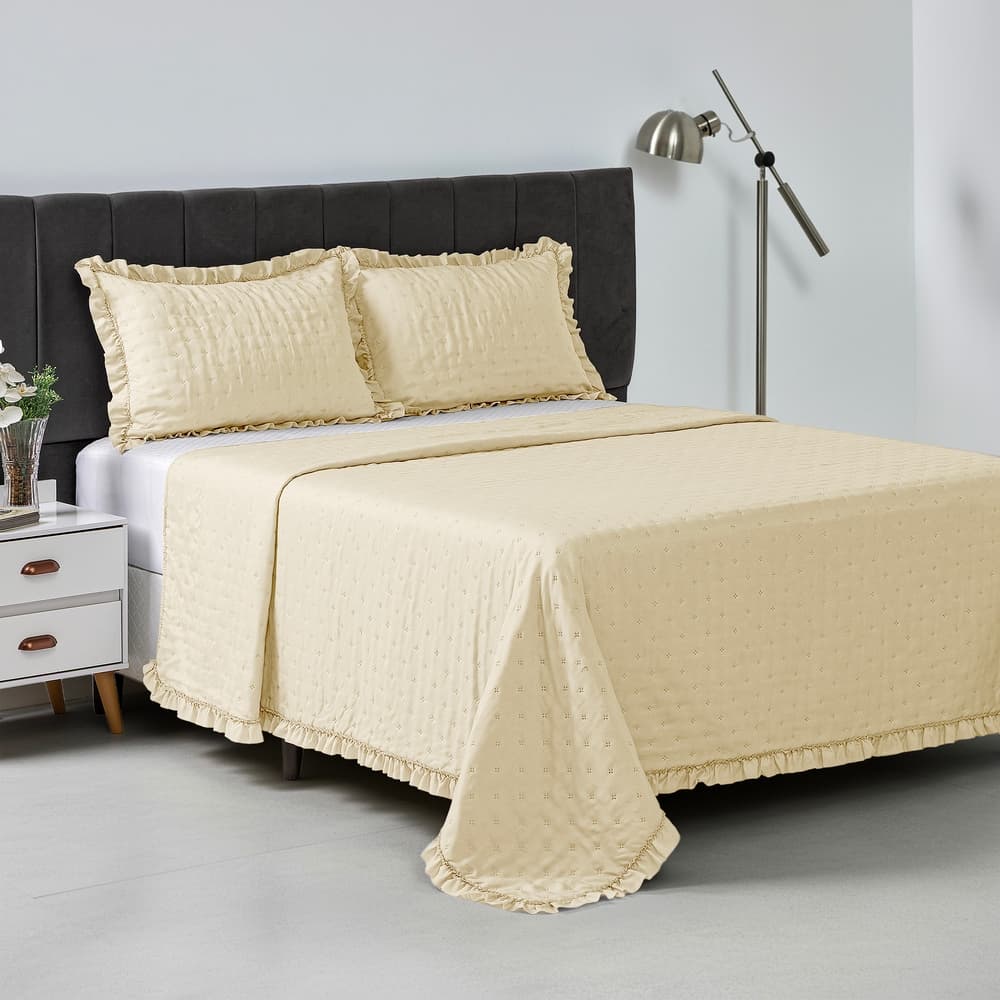 Cobre Leito 200 fios Com Babado Colcha Cama de Solteiro Casal Queen King 2 e 3 Peças