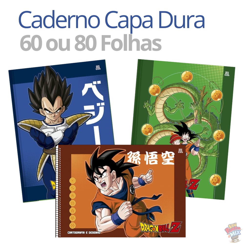 kit Cadernos Dragon Ball Z Goku Original Capa Dura – Cartografia ou Costurado Material Escolar Anime