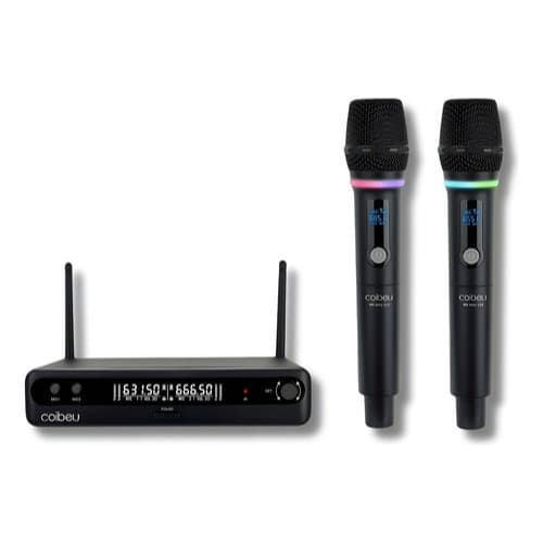 Kit 2 Microfone Rgb Sem Fio Profissional Uhf