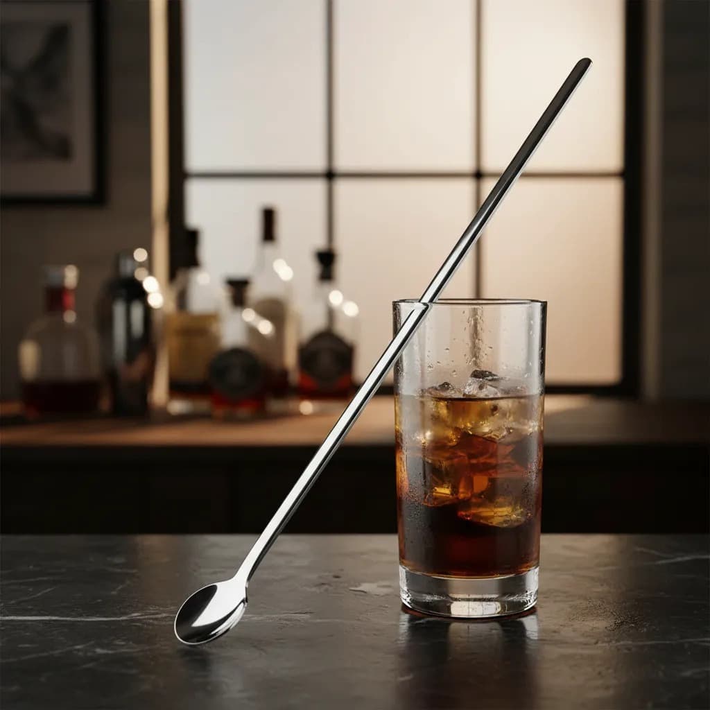 Colher de Suco Aço Inox De 30 cm Bailarina Resistente para Mexer Suco em Jarra Restaurante Bar Buffet
