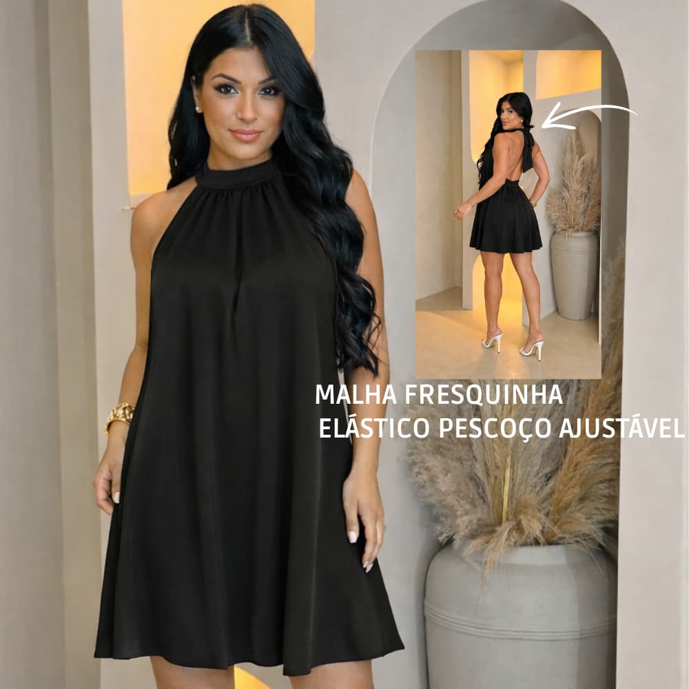 Vestido Feminino Malha Liso Frente Única Soltinho Ajustável