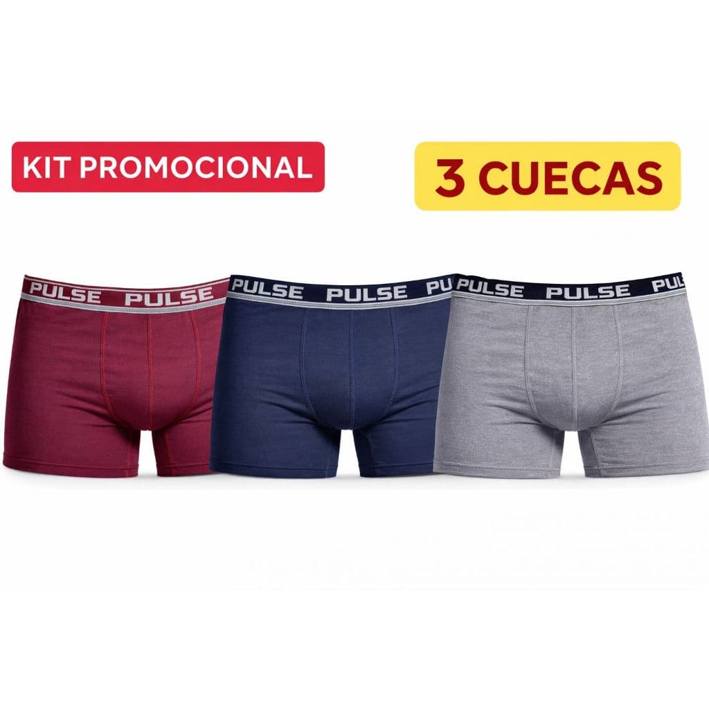 Kit 3 Cuecas Algodão Boxer Cotton Adulto Confortável Premium