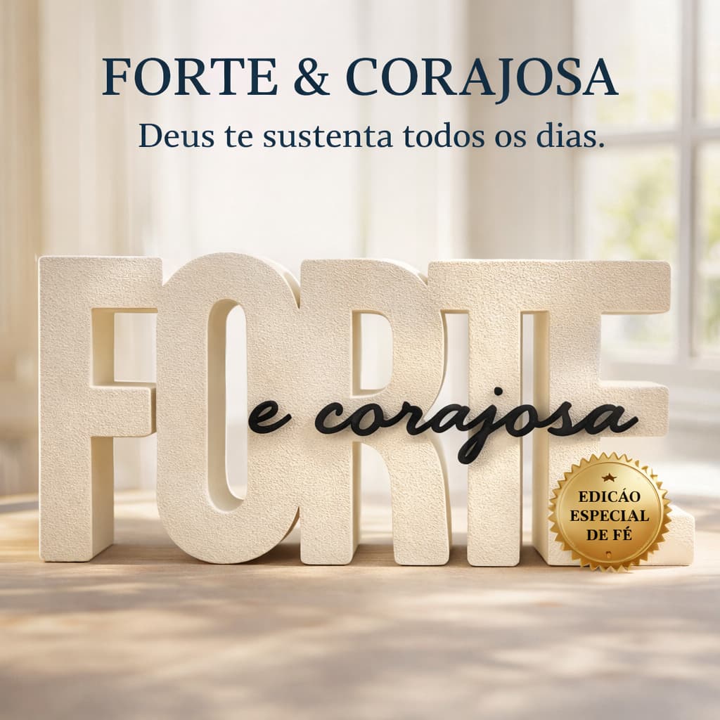 Letreiro Decorativo Forte e Corajosa - religioso - cristão - decoração cristã - mulher forte