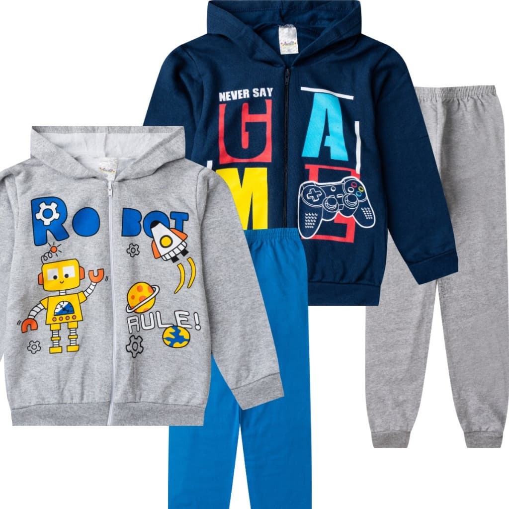 Kit 2 Conjunto Moletom Menino Roupa Infantil Criança 1 Ao 8