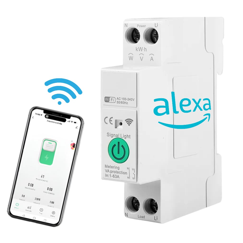 Disjuntor Inteligente 63a 1 Polo Tuya Wifi Google Home Alexa