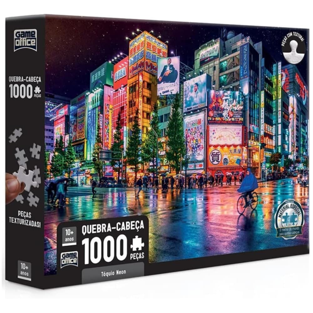 QUEBRA CABEÇA TÓQUIO NEON 1000 PEÇAS TOYSTER PUZZLE PAISAGEM PONTO TURÍSTICO JAPÃO PRÉDIOS TEXTURADA