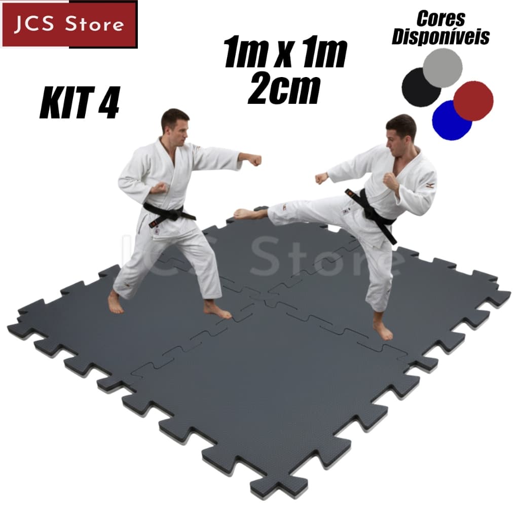 Kit 4 Tatame EVA 1 x 1 2cm Piso para Academia, Lutas, Cross Training e Área Infantil Dupla Face