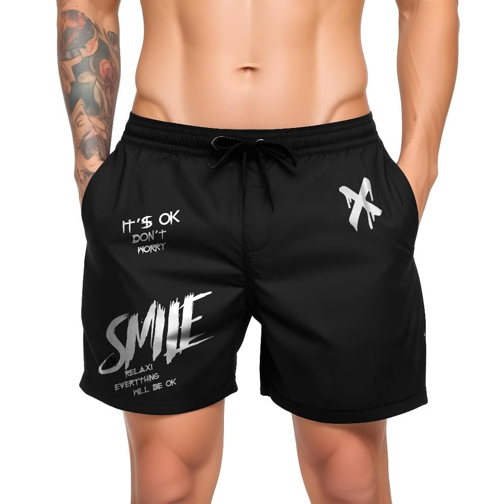 Bermuda Masculina Smile X Tactel Estampada – Short Academia, Praia, Piscina, Futebol