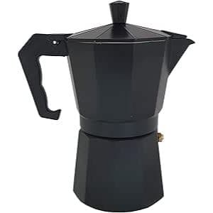 Cafeteira de Fogão Moka Italiana De Alumínio até 6 Xícaras (Preto)