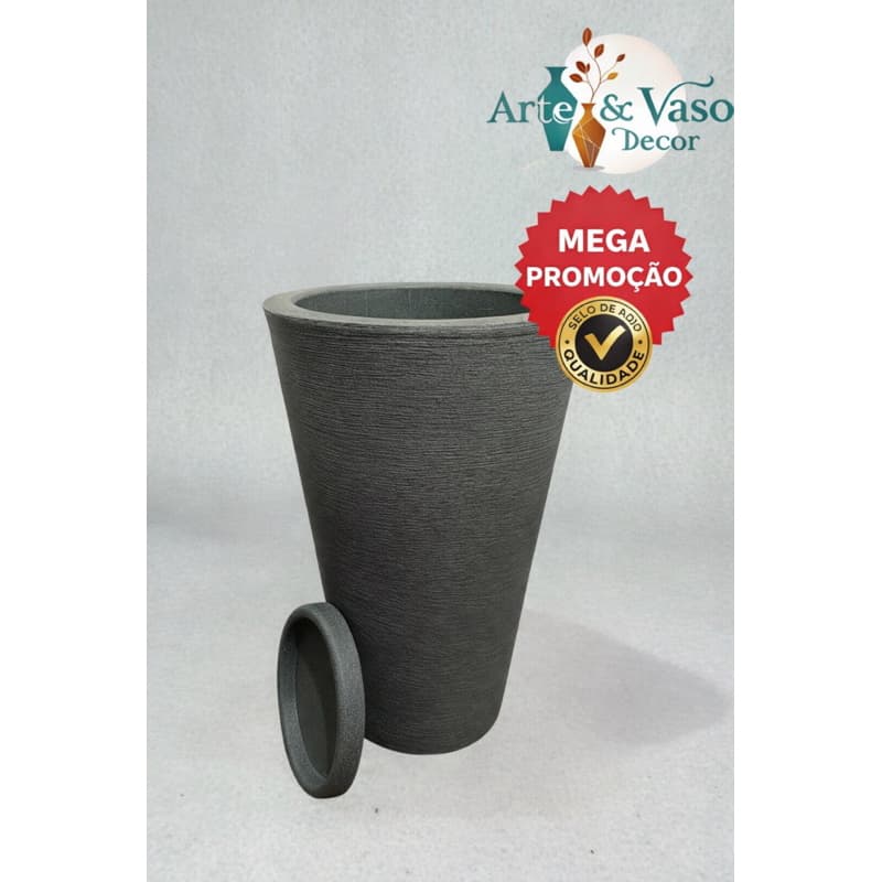 Vaso Coluna Polietileno 58cm Grande - Várias Cores (Com ou Sem Prato)