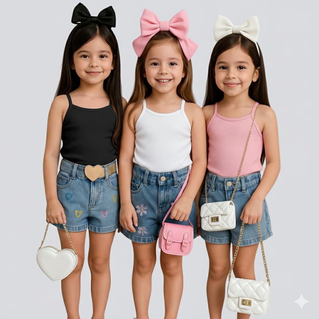 Kit 3 Blusinha Alça Fina Feminina Infantil Blusinhas Infantil Camisetas para o Verão