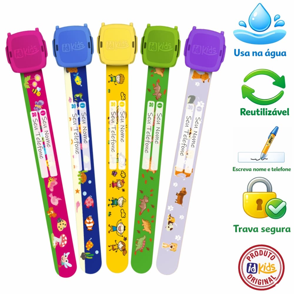 Kit 2 Pulseiras Infantil idKids - Viagem, Piscina, Praia, Aeroporto