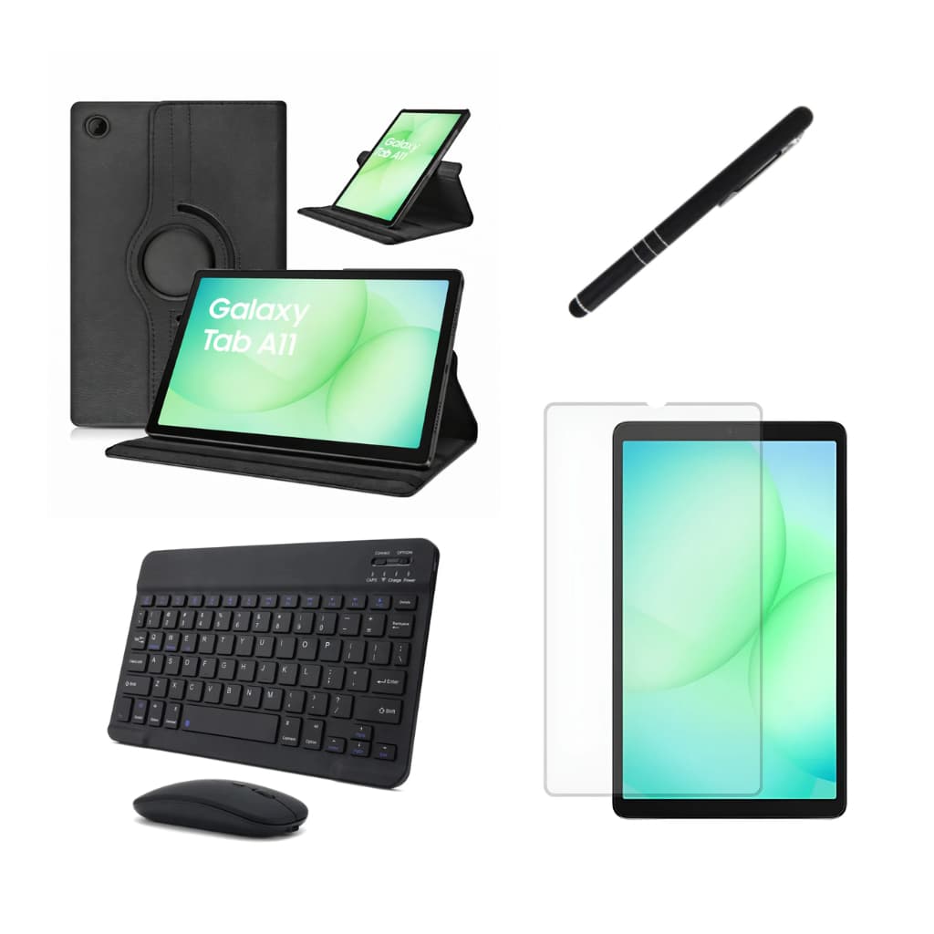 Kit Completo Capa Giratória Teclado Mouse Película Caneta Para Samsung Galaxy A11 SM-X133/X135