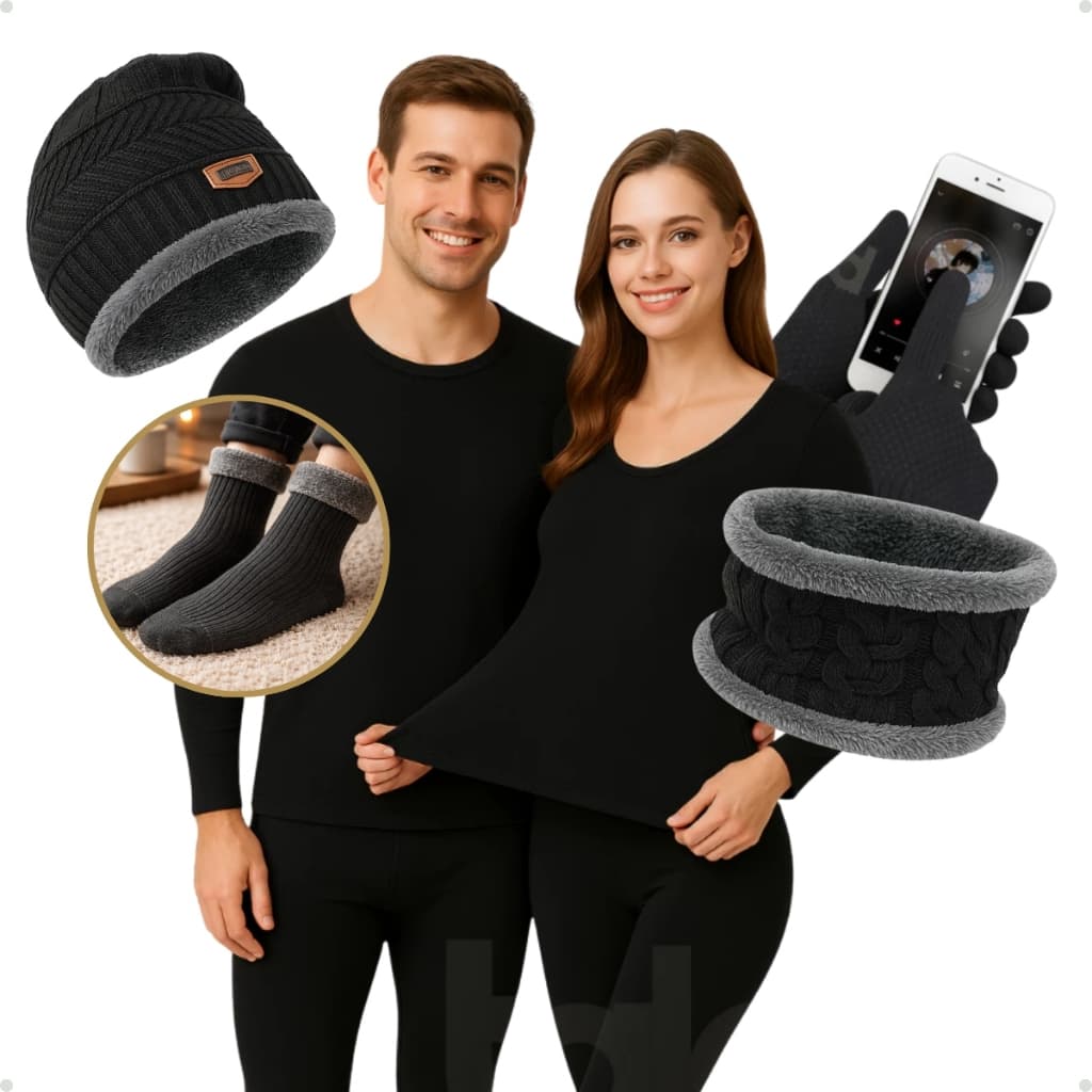 Kit Térmico Premium Inverno Segunda Pele Proteção Frio Completo Blusa Calça Touca Luvas Meias
