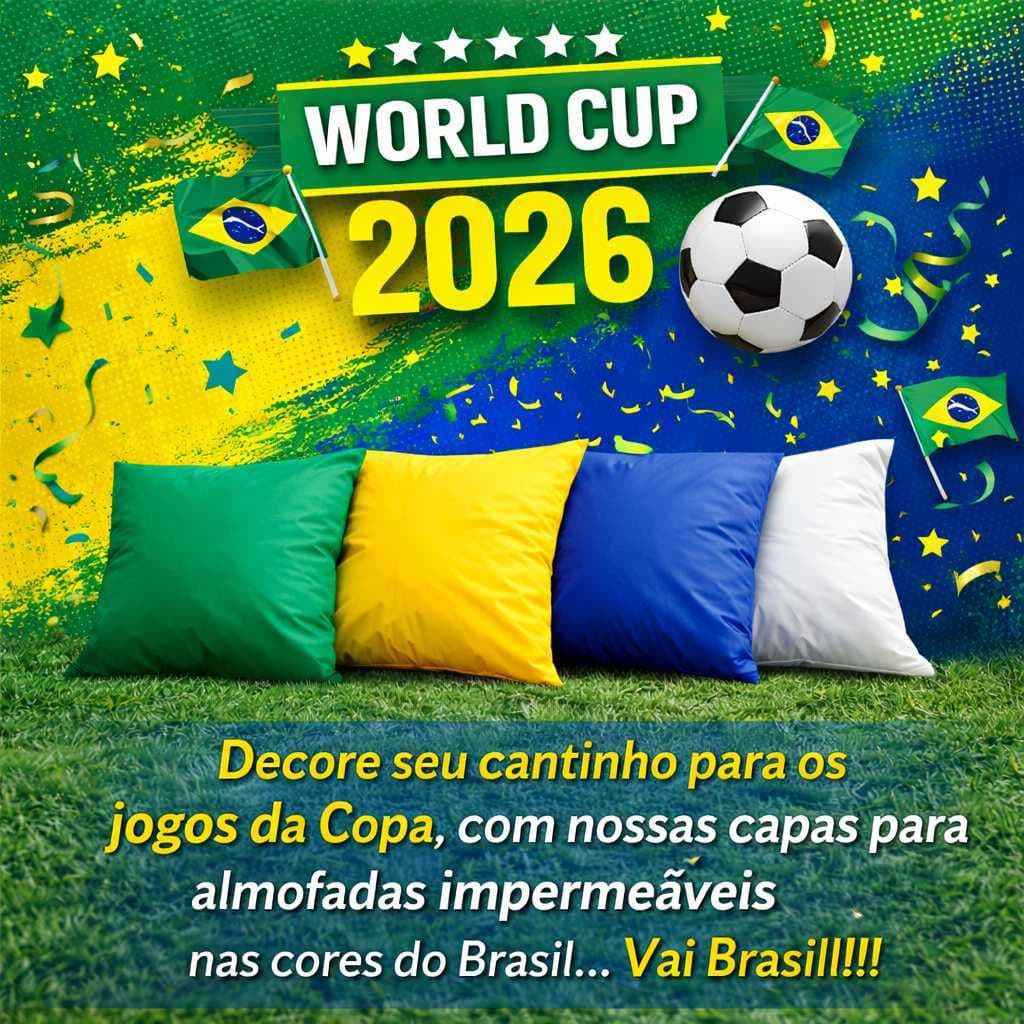 4 Capas para Almofadas Impermeáveis com zíper Decoração para Copa do Mundo 2026 Kit Capas para Almofadas cores da Copa