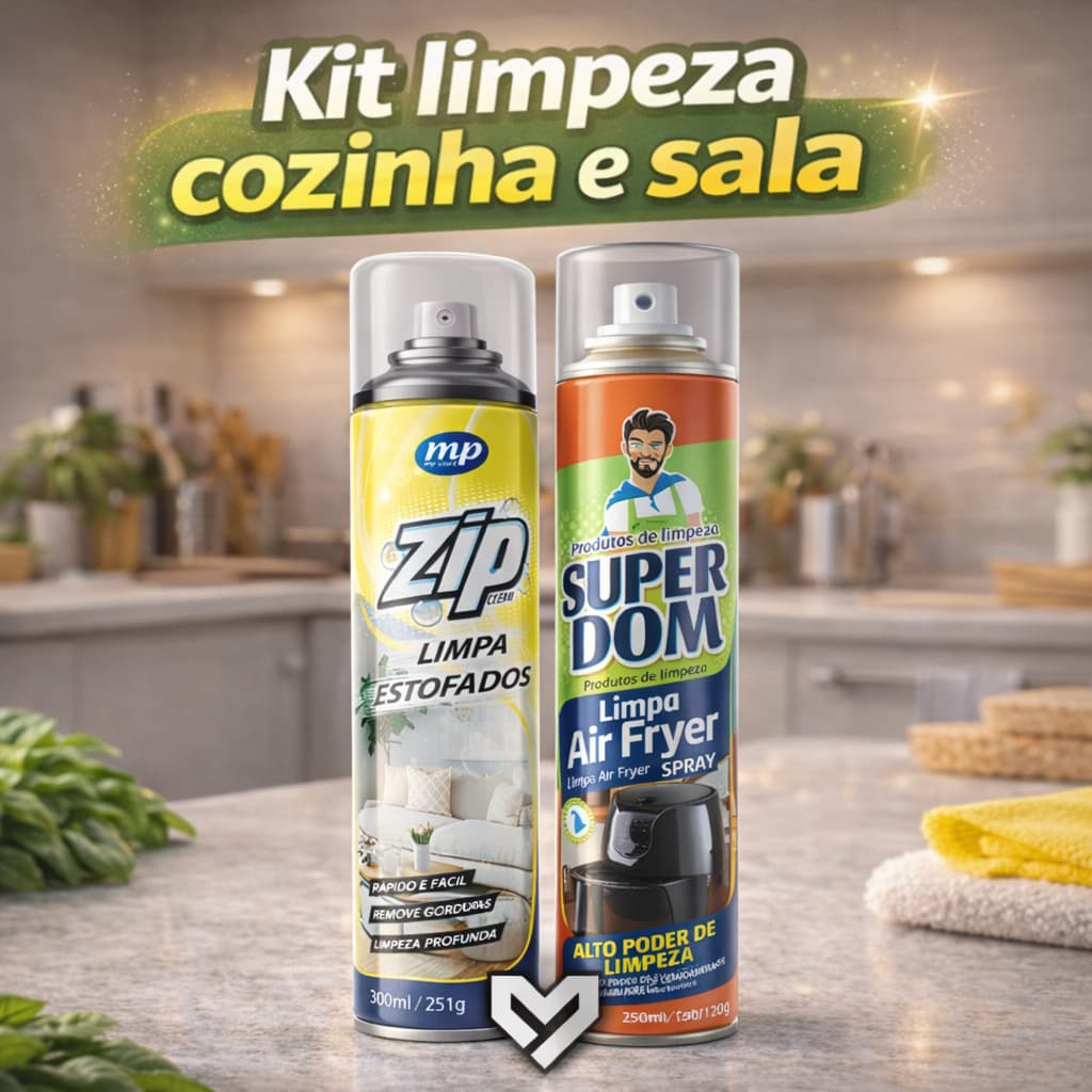 Kit Zip Espuma Poderosa + SuperDom Spray — Limpeza Completa com Resultado de Alto Desempenho em Casa