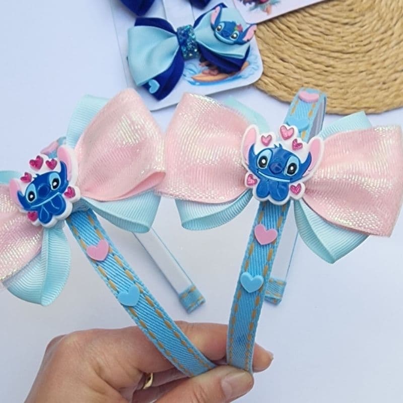 KIT LAÇO STITCH OU ANGEL 9CM |ACESSÓRIO INFANTIL
