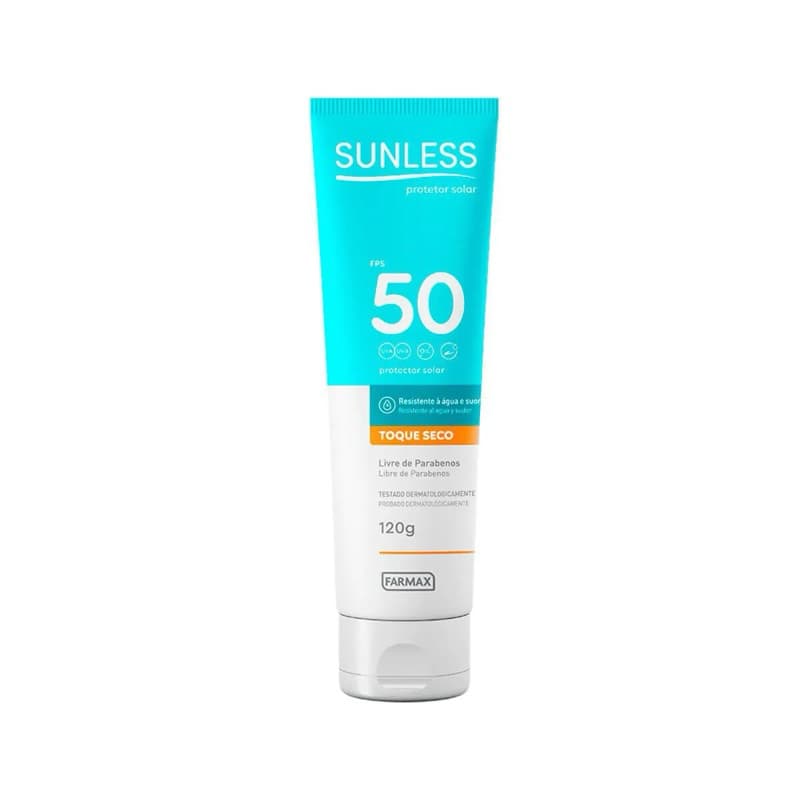 Protetor Solar Sunless FPS 50 Toque Seco 120g | Alta Proteção UVA/UVB | Oil Free | Praia sol mar