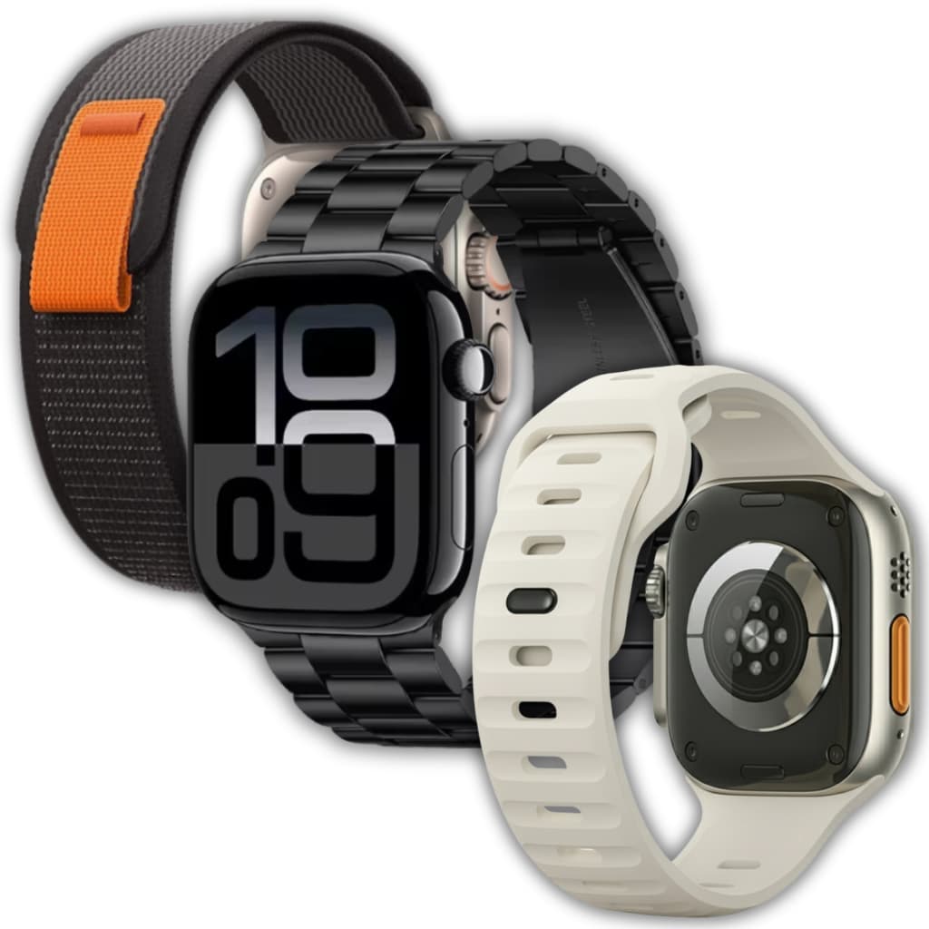 Kit 3 Pulseiras Apple Watch Metal Elos Trail Loop Silicone IWO Ultra Series 49mm 45mm 44mm 42mm